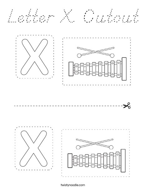 Letter X Cutout Coloring Page