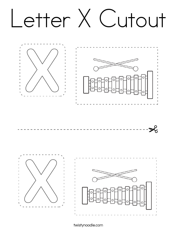 Letter X Cutout Coloring Page