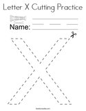 Letter X Cutting Practice Coloring Page
