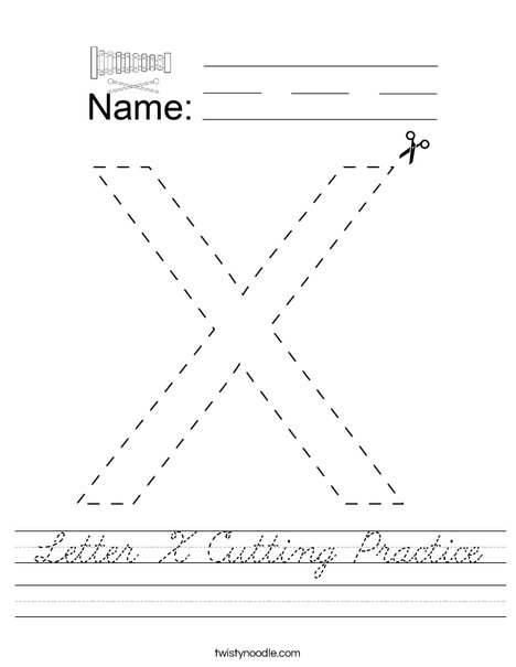 Letter X Cutting Practice Worksheet