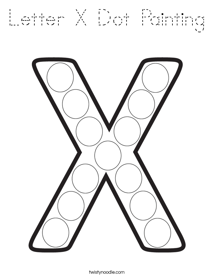 letter x dot painting coloring page tracing twisty noodle