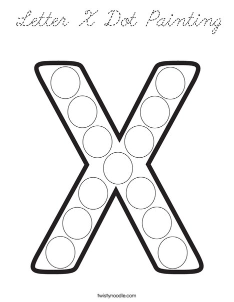 Letter X Dot Painting Coloring Page