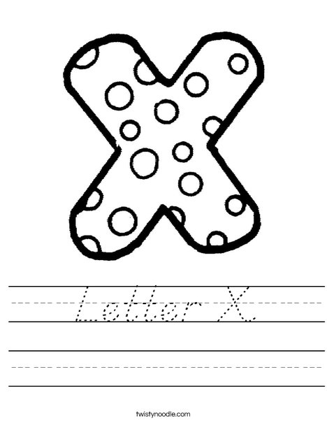 letter x worksheet dnealian twisty noodle