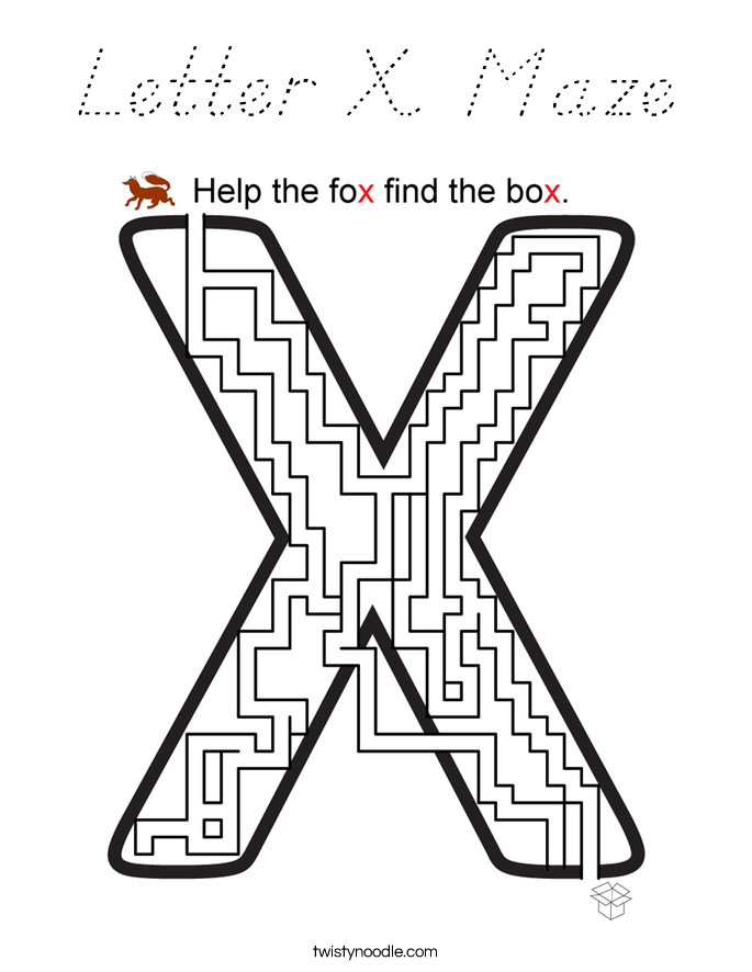 Letter X Maze Coloring Page
