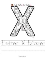 Letter X Maze Handwriting Sheet