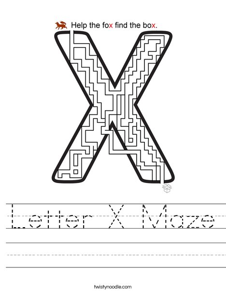 letter x maze worksheet  twisty noodle