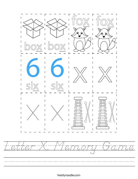 Letter X Memory Game Worksheet