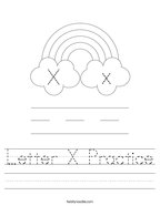 Letter X Practice Handwriting Sheet