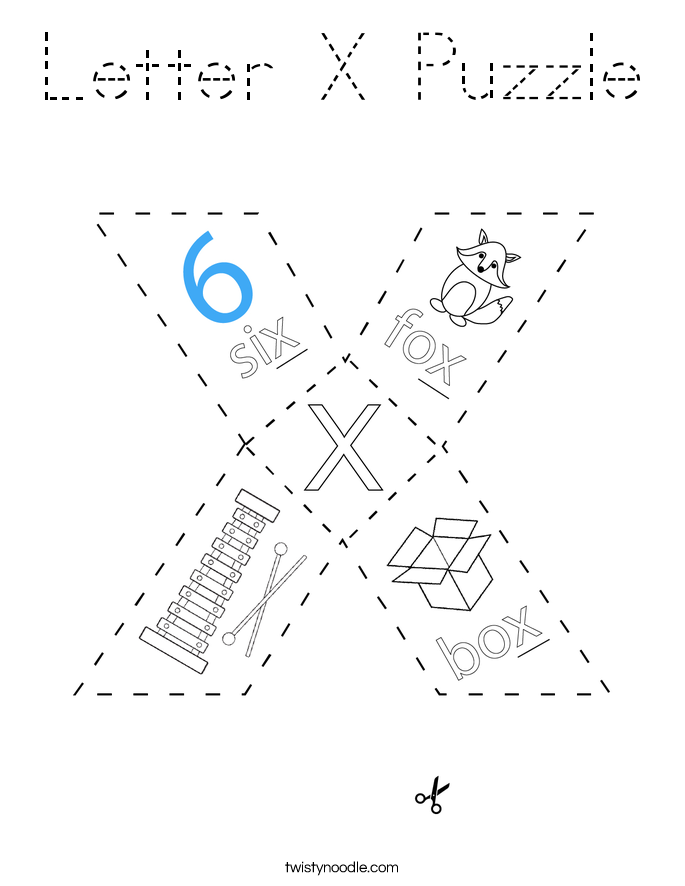 Letter X Puzzle Coloring Page