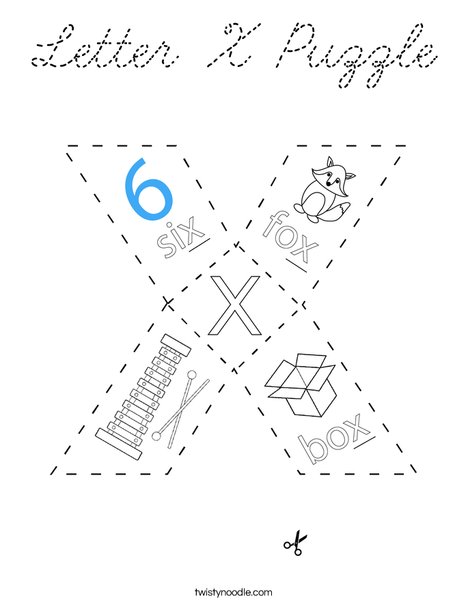Letter X Puzzle Coloring Page