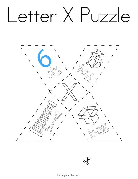 Letter X Puzzle Coloring Page