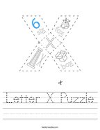 Letter X Puzzle Handwriting Sheet