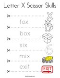 Letter X Scissor Skills Coloring Page
