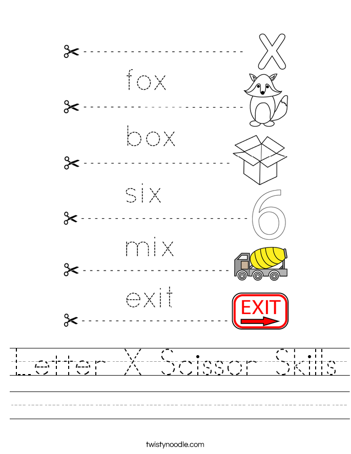 Letter X Scissor Skills Worksheet