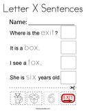 Letter X Sentences Coloring Page