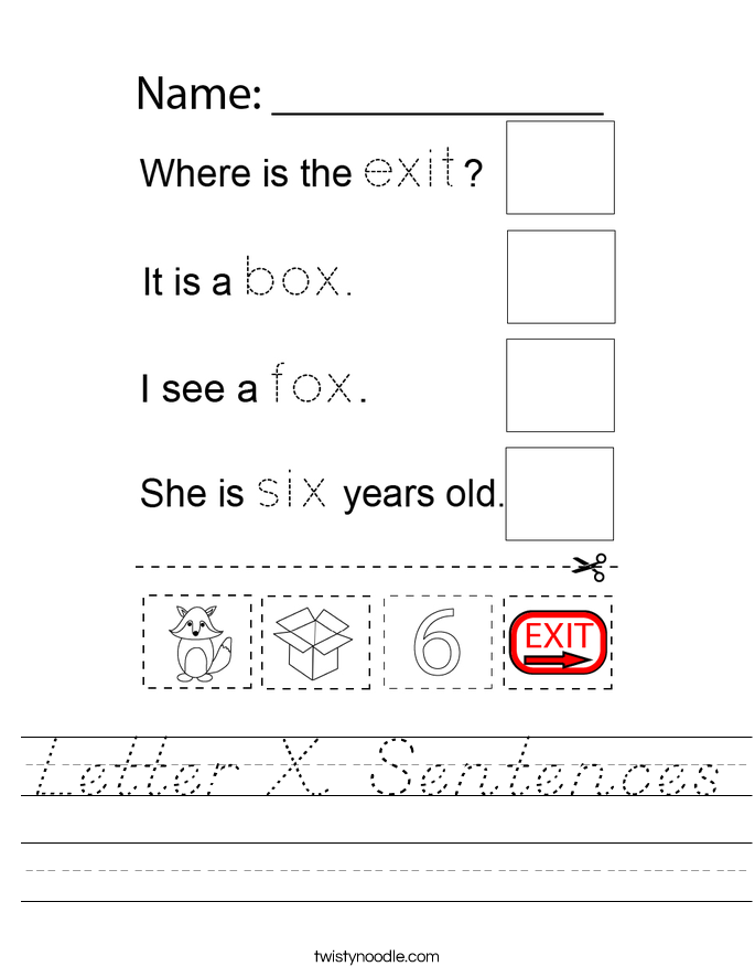 Letter X Sentences Worksheet