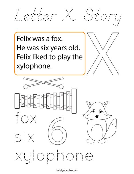 Letter X Story Coloring Page