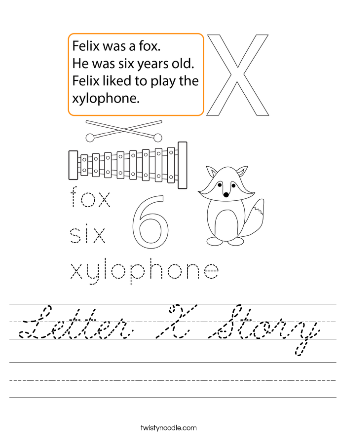 Letter X Story Worksheet