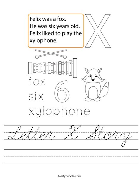 Letter X Story Worksheet