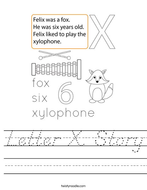 Letter X Story Worksheet