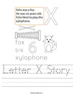 Letter X Story Handwriting Sheet