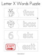 Letter X Words Puzzle Coloring Page