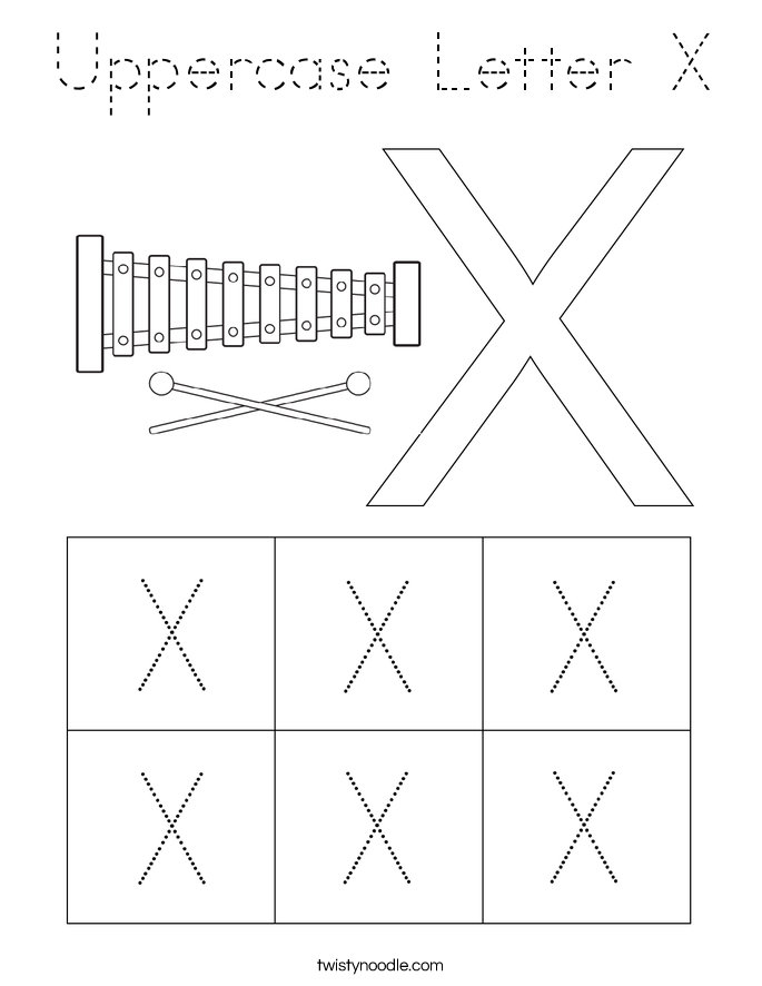 uppercase letter x coloring page tracing twisty noodle