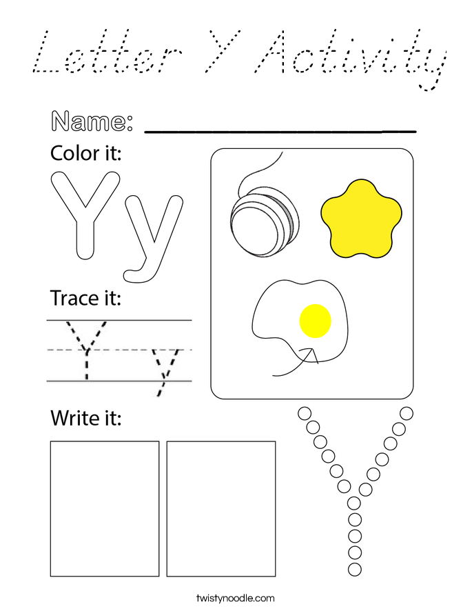 Letter Y Activity Coloring Page