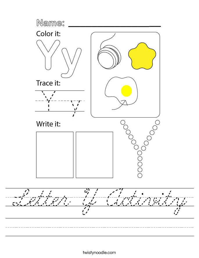 Letter Y Activity Worksheet