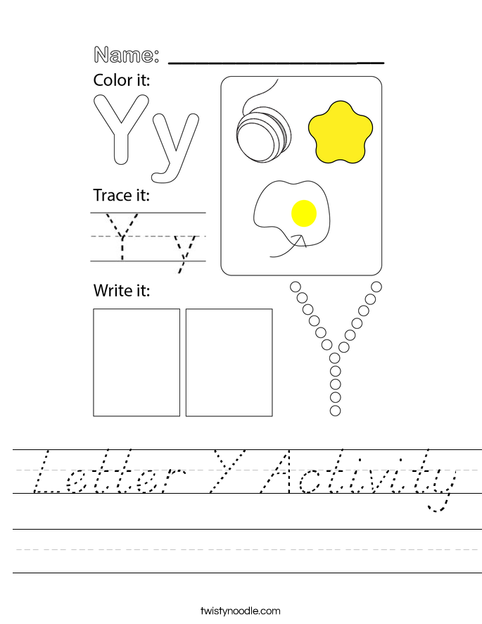 Letter Y Activity Worksheet