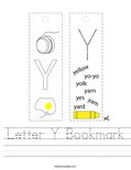 Letter Y Bookmark Worksheet