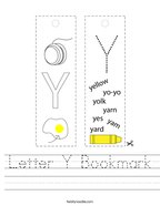Letter Y Bookmark Handwriting Sheet
