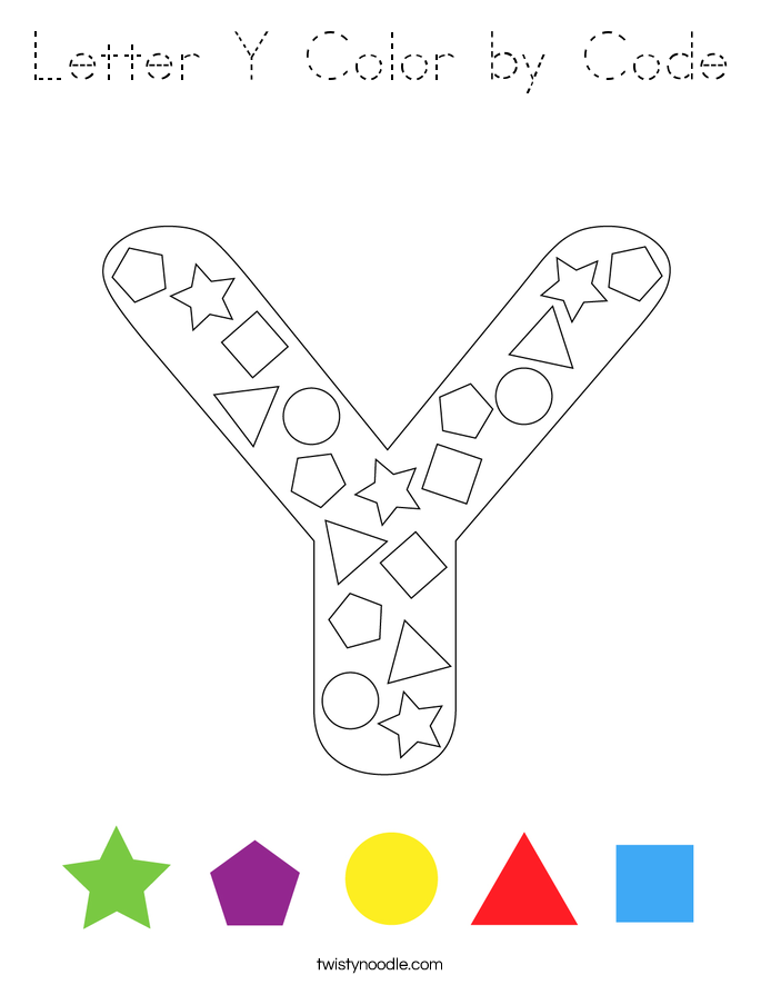 Letter Y Color by Code Coloring Page