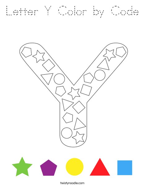 Letter Y Color by Code Coloring Page