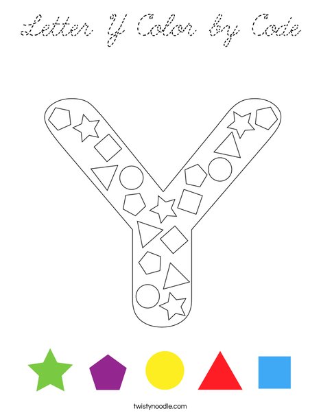 Letter Y Color by Code Coloring Page