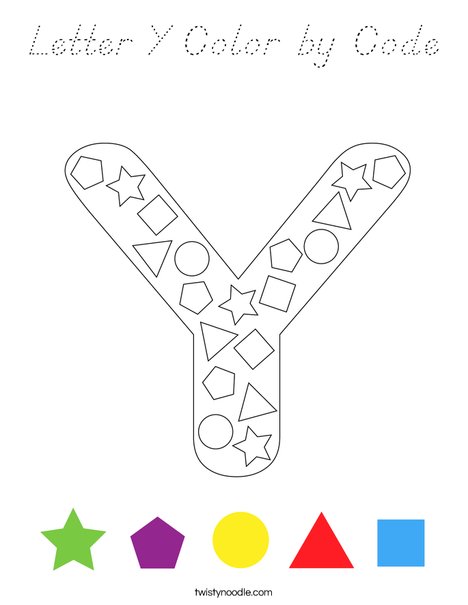 Letter Y Color by Code Coloring Page