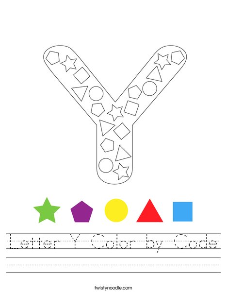 Letter Y Color by Code Worksheet