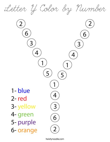 Letter Y Color by Number Coloring Page