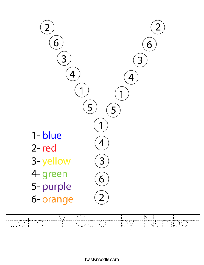 Letter Y Color by Number Worksheet