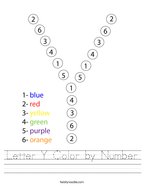 Letter Y Color by Number Handwriting Sheet