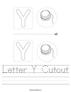 Letter Y Cutout Handwriting Sheet
