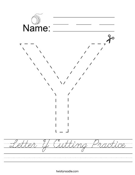 Letter Y Cutting Practice Worksheet