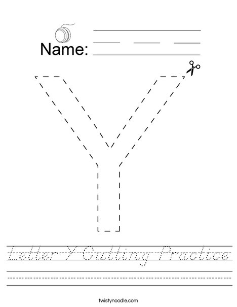Letter Y Cutting Practice Worksheet