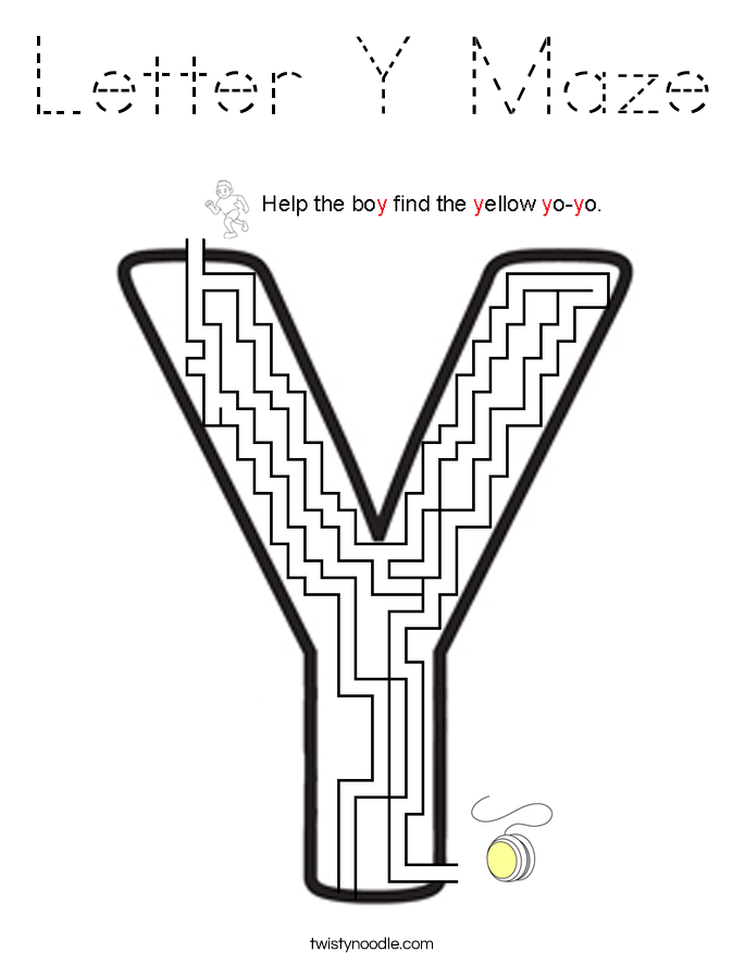 Letter Y Maze Coloring Page