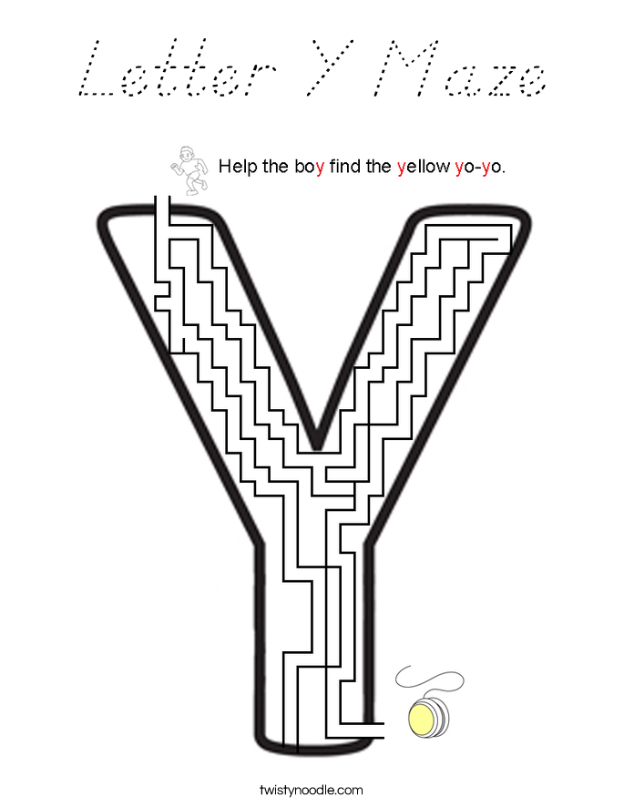 Letter Y Maze Coloring Page