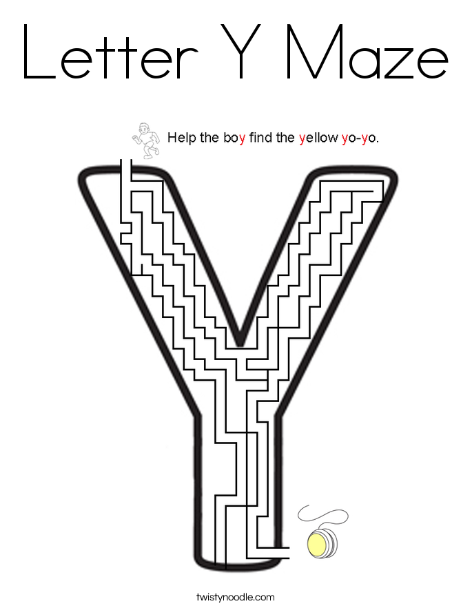 Download Letter Y Maze Coloring Page - Twisty Noodle