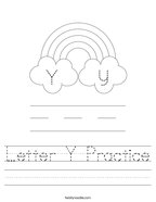Letter Y Practice Handwriting Sheet