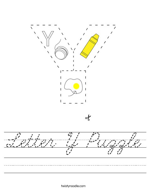Letter Y Puzzle Worksheet