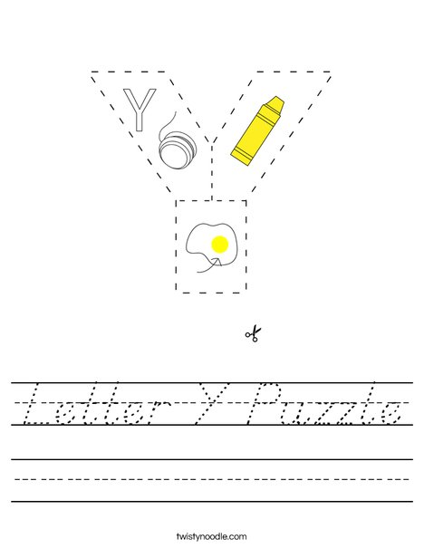 Letter Y Puzzle Worksheet