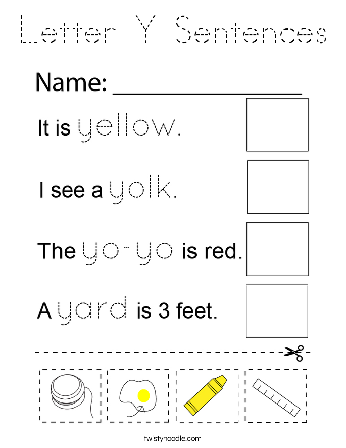 Letter Y Sentences Coloring Page